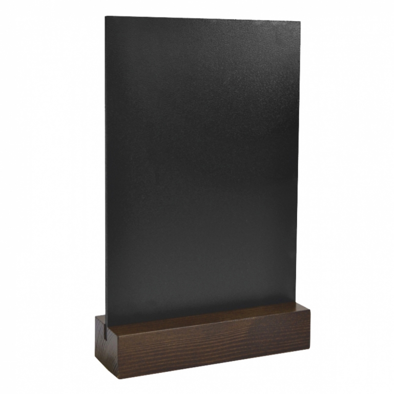 Menu Holder BLACK, cu baza din lemn si panou de scris cu creta sau marker