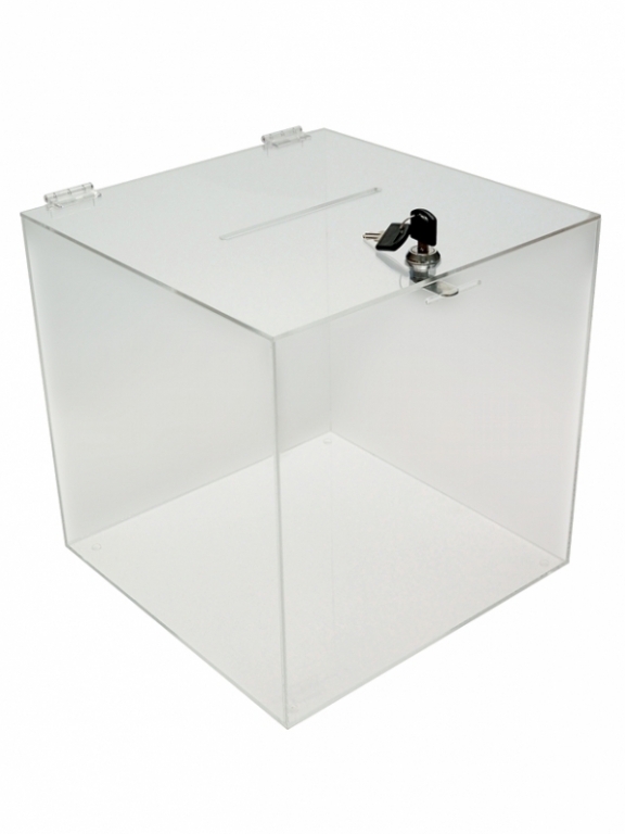 Urna transparenta din plexiglas, cutie pentru donatii