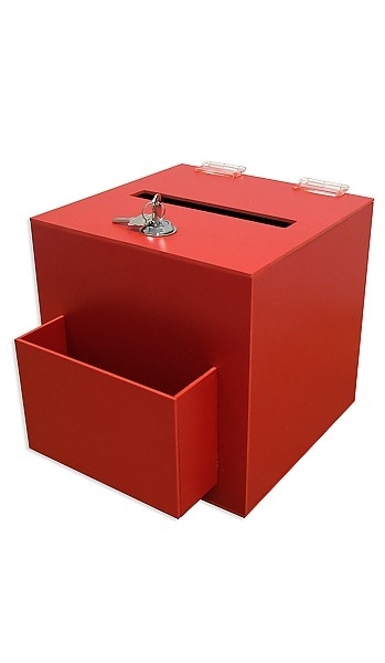 Urna din PVC colorat pentru donatii, sugestii sau vot, cu incuietoare